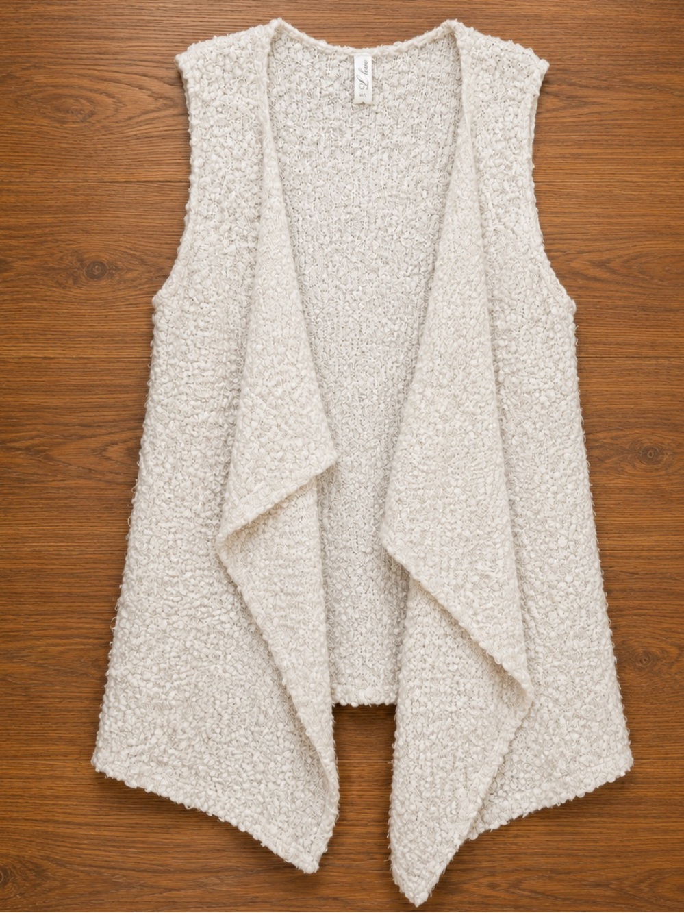 Love J Cream Boucle Open Front Vest Cardigan Size M/L